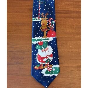 Vintage Hallmark Christmas Tie‎ • Santa Reindeer Novelty Necktie • 4" Wide • USA